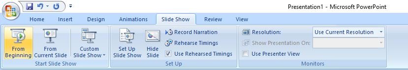 Pratinjau presentasi Anda sebagai tayangan slide