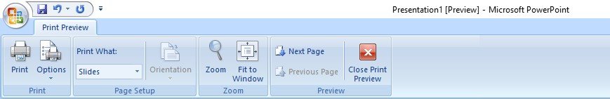 Menu Pratinjau Office Powerpoint 2007